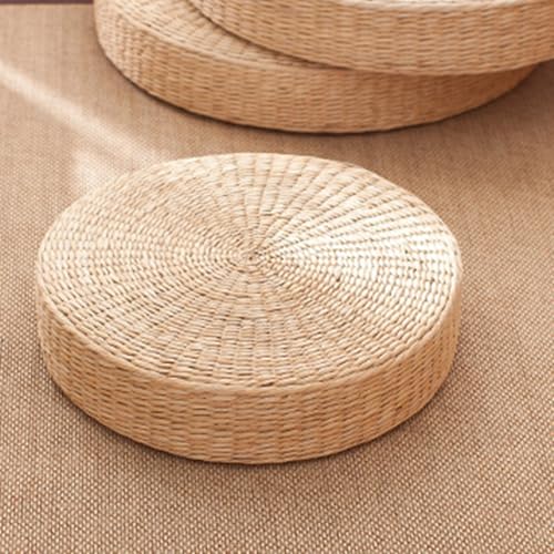 Tatami Floor Pillow Sitting Cushion Bigger Size,Round Padded Room Floor Straw Mat for Outdoor Seat Cushion Sitting for Adults, Tatami Pillow for Living Room,Fast Delivery from USA 40cm