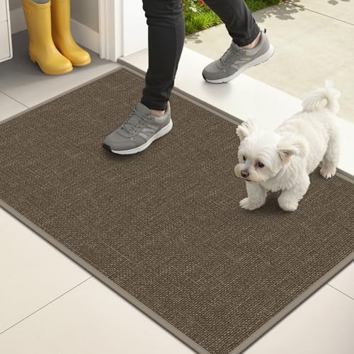 Indoor Door Mats 17"x29" Door Mat Indoor Entrance Resist Dirt Inside Washable Non Slip Entry Rugs for Entryway, Brown - color: Brown, size: 17"x29"