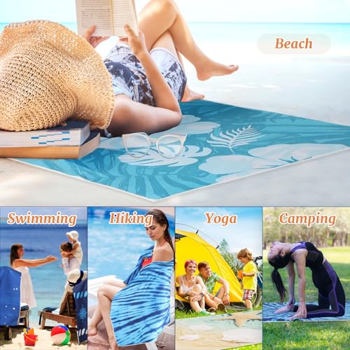 Mixweer 8 Packs Microfiber Beach Towel Bulk 60 x 28 Inch Sand Free Travel Large Microfiber Pool Swim Multi Style Beach Towel Blanket for Adult on Vacation Accessories (Ocean Style) - style: Ocean Style