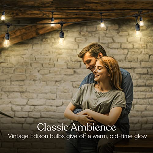 Brightech Ambience Pro LED String Lights - 24 Ft Commercial Grade Patio Lighting Outdoor Waterproof - 7 Heavy Duty Porch Lights for Outside, Christmas, Backyard - 1W Vintage Edison Bulbs, Dimmable - size: 24 FT - 7 Bulbs