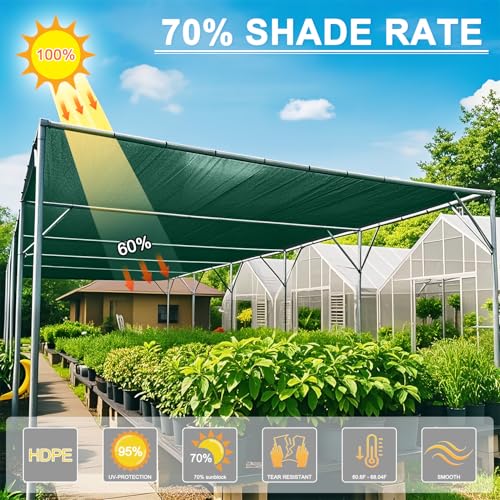 SUNNY GUARD 65-75% Sun Shade Cloth, 6 x 8 FT Green HDPE Mesh – Breathable Garden Shade Cover for Plants, Vegetables, Greenhouse, Patio, Chicken Coop & Dog Kennel - color: 70% SHADE-GREEN, size: 6 FT x 8 FT
