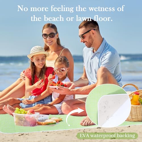 Neti Neti Wicker Picnic Basket for 4 with Insulated Cooler & Waterproof Blanket – Large Willow Picnic Hamper for Outdoor, Camping, Beach, Romantic Dates, Valentine’s Day - color: Green Plaid