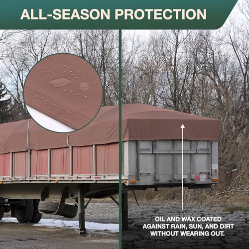 CCS Waterproof Canvas Tarp Cover – Heavy Duty Duck Cloth, Waxed Canvas Tarpaulin with Rustproof Brass Grommets for Camping, Construction, Equipment & Outdoor Use (Brown, 6x8 Ft) - color: Brown, size: 6 by 8 Feet