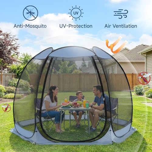 Alvantor 10'x10' Pop Up Screen House Tent, Instant Outdoor Gazebo with Mosquito Netting & UPF 50+ Sun Protection, Portable Canopy Shelter for Patio, Backyard, Camping (4-6 Person),Charcoal Gray - color: Charcoal Gray, size: 10'x10'