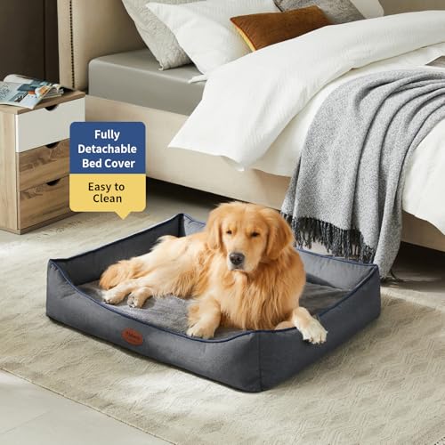 Tidore Orthopedic Dog Beds for Medium Dogs, Durable Egg Crate Foam Sofa Dog Bed wit Washable Removable Cover,Waterproof Lining,Pet Bed for Large Dogs (Dark Grey, 39.4" L x 31.5" W x 7.4" Th) - color: Dark Grey, size: 39.4"L x 31.5"W x 7.4"Th