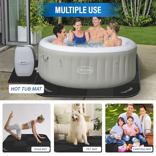 1/4" Extra Thick Hot Tub Mat,85IN Large Hot Tub Mat for Inflatable Tub,Hot Tub Pad Foundation,Eva Foam Padding for Indoor Outdoor,Inflatable Hot Tub Accessories - size: Square-1/4"