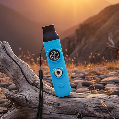 Multifunctional Survival Emergency Whistle for Kids with Compass Hiking Survival, Thermometer & Neck Lanyard | Emergency Safety Gear for Hiking, Camping, Kayaking, Boating, Climbing - color: bule2pcs