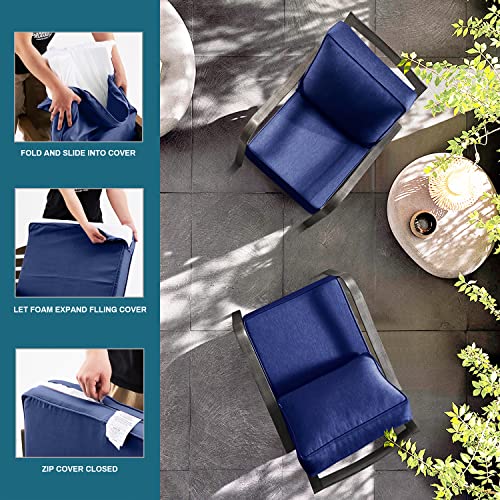 ARTPLAN Deep Seat Outdoor Patio Chair Cushions,2-Piece Seat and Back Cushion Set 24x24x6 and 18x24 Inches,Square, Navy Blue - color: Navy Blue