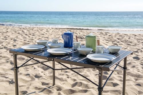 MOUNTAIN SUMMIT GEAR Heavy-Duty Roll-Top Table for Camping (Large) - Portable Aluminum-Top Folding Table with Steel Frame by Caddis Sports - size: Large