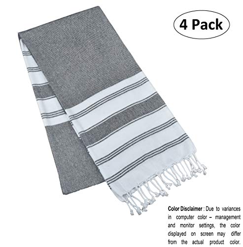 GLAMBURG Peshtemal Turkish Towel Cotton Beach Towels Oversized 36x71 Set of 4, Cotton Beach Towels for Adults, Soft Durable Absorbent Extra Large Bath Sheet Hammam Towel - Navy Blue - color: Navy, size: 4 Pack