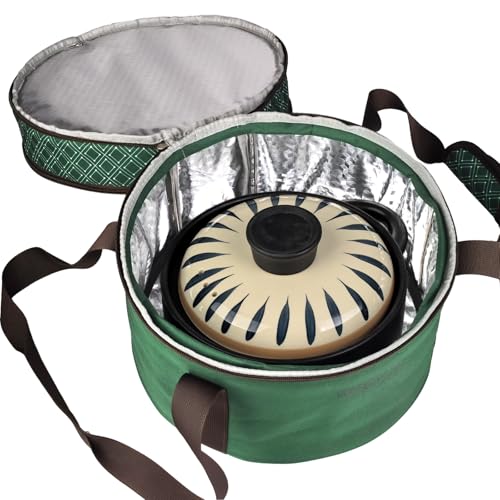 Pie Carrier With A Lid And Handle, With A Hard Edge That Won'T Collapse, Round Insulated Casserole Carrier,It Is Suitable For The Safe Transportation Of Cold And Hot Food (Green) - color: Green
