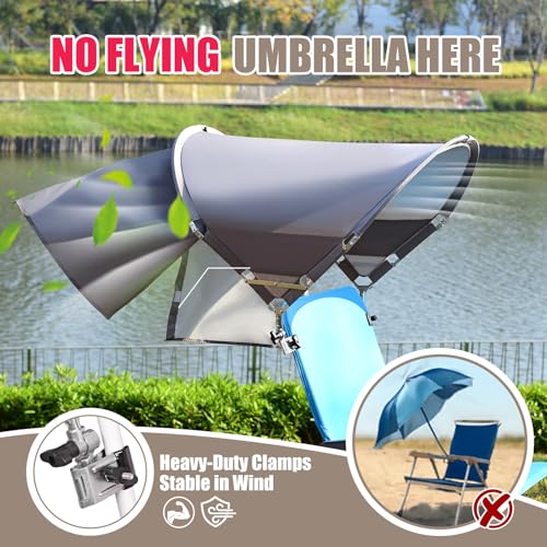 XL Universal Wind-Resistant Chair Umbrella Canopy, Extra Large Foldable UPF 50+ Sun Shade Attachment with Adjustable Clamp, Fits Most Beach, Camping, Lawn, Sports, Zero Gravity Chairs, Patented - style: XL