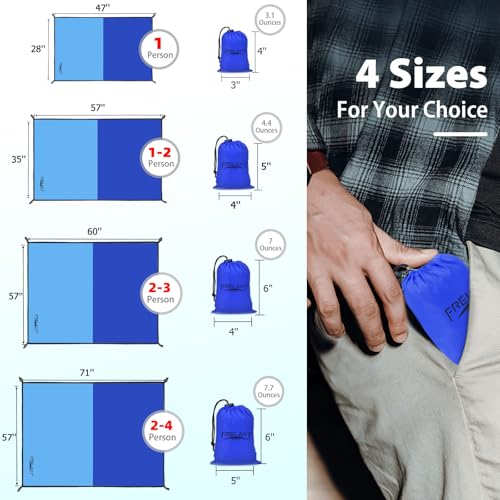 Frelaxy Pocket Picnic Blanket, Waterproof Sandproof Beach Mat, Compact Camping Tarp for Festivals, Hiking, Travel, Outdoor Recreation (Navy & Blue, 28'' x 47'') - color: Navy & Blue, size: 28'' X 47''