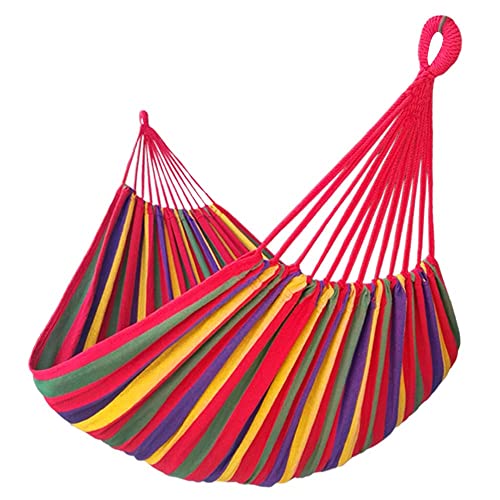GOCAN Brazilian Double Hammock 2 Person Extra Large 220x160cm Total Length 330cm Load 500lb Canvas Cotton Hammock for Patio Porch Garden Backyard Lounging Outdoor and Indoor(Rainbow) XXL - color: Rainbow Stripe, size: XX-Large