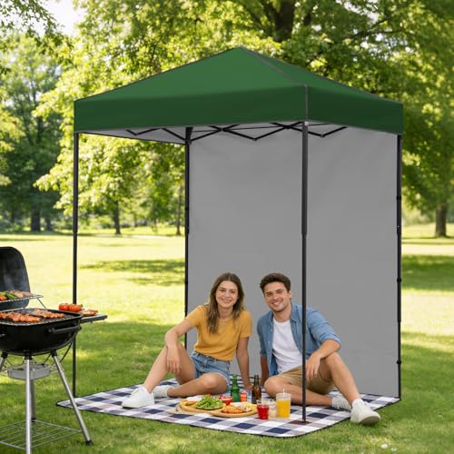 6x4 Pop Up Canopy Tent with One Wall Panel, Instant Portable Beach Canopy, Outdoor Tent with Carry Bag for Camping, Sports, Tailgating, Events, Green - color: Green, size: With One Wall