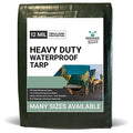 Waterproof Heavy Duty Tarp, 15x30 Foot, Reversible Green and Brown, 12 Mil Thick Poly Sheet for Wood, Furniture, Boat, Pool, Roof and Camper, Tear Resistant Shelter Cover - size: 15' x 30'