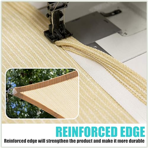 Amgo Custom Size 7' x 12' Beige Rectangle Square Sun Shade Sail UPF50+ AGTAPS10, Order to Make Canopy Awning, 95% UV Blockage, Water & Air Permeable, Commercial and Residential (We Customize) - color: Beige, size: 7' X 12' Custom Size