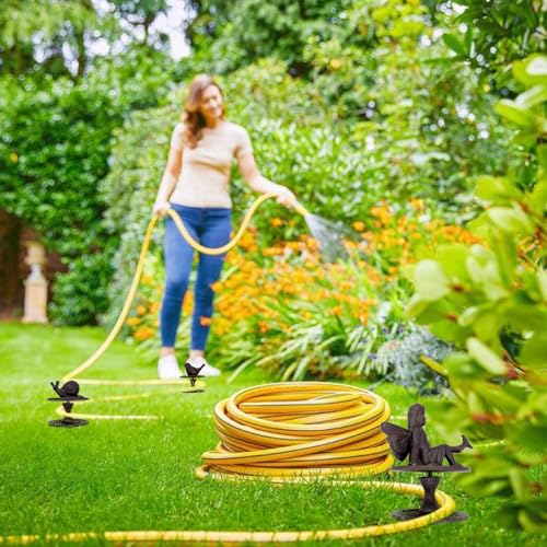 3 Pack Garden Hose Guide Spike, Decorative Hose Guide Support Stakes Antique Heavy Cast Iron Plant Saver Tools for Farm Garden Lawn Yard(Bird Angel Snail)