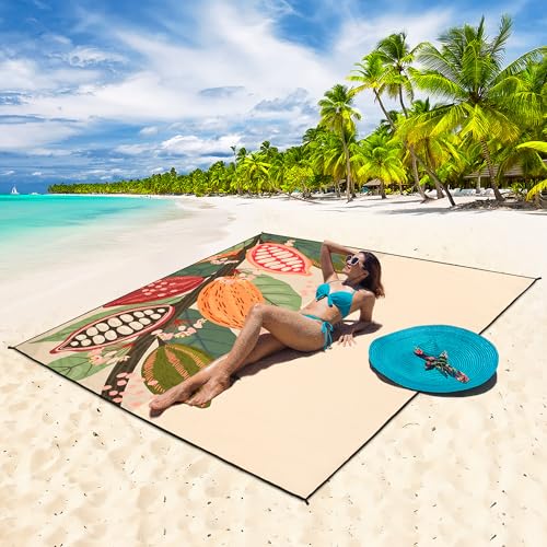 HIHOHO Beach Blanket Waterproof Sandproof Extra Large Beach Mat 79" X 83"/120"x108"for 1-8 Adults Quick Drying Durable Outdoor Picnic Mat for Beach Travel Camping Hiking - color: Cocoa Beans, size: 79" X 83"（1~3 person）