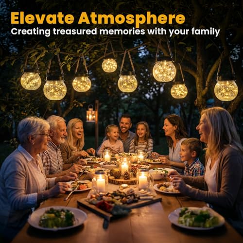 ROSHWEY 4 Pack M Size Solar Lantern Gifts for Women, Hanging Garden Decor Solar Lights Outdoor Waterproof with 15 LED for Halloween Christmas Easter Gift - size: M Size, 4 Pack