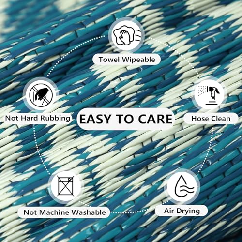 famibay Outdoor Rug Waterproof 6x9 Reversible Plastic Patio Rug Large Outdoor Carpet for Patio Lightweight UV-Resistant Portable Outdoor Camping Rug RV Mats for Porch Deck Balcony Backyard Picnic - color: Blue, size: 6' x 9'