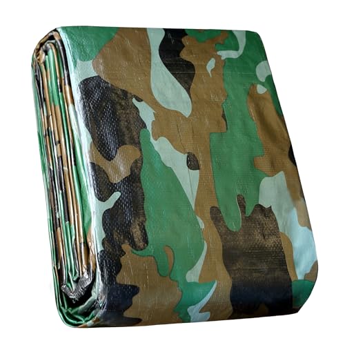 STARPYNG-7 Mil Camouflage 10x12 Feet Tarp-Multifunctional Camo Waterproof Tarpaulin-Waterproof, UV Resistant, Rip and Tear Resistant, Poly Tarpaulin with Reinforced Edges for Cover - color: Camo, size: 10x12FT