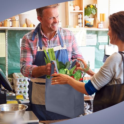 Reginary 100 PCS Reusable Totes Bags - Non Woven Grocery Handle Bags for Shop Events & Retail Store(Dark Gray) - color: Dark Gray