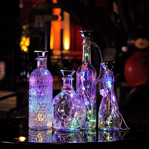 Upgraded 12 Pack Diamond Solar Wine Bottle Lights, 20 LEDs Waterproof Copper Light, Bottle Light Fairy Cork String Lights for Yard Patio Decor, DIY Birthday Gift for Mom Grandma Friend(MultiColor) - color: Multicolor (Diamond Shaped), size: 12 Pack