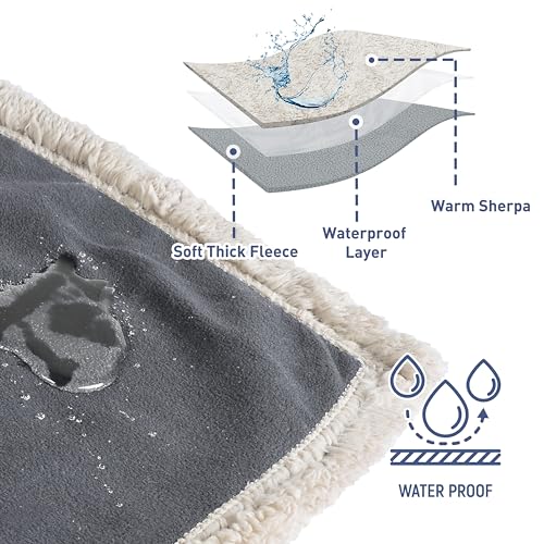 Kritter Planet Waterproof Bed Blanket for Couples, Washable Stain Proof Pad Bed Cover, Reversible Leakproof Protector, Liquid Pee Proof Blanket for Couch Sofa, 80x90 inch, King Size - color: Gray/Taupe, size: 90"x80"