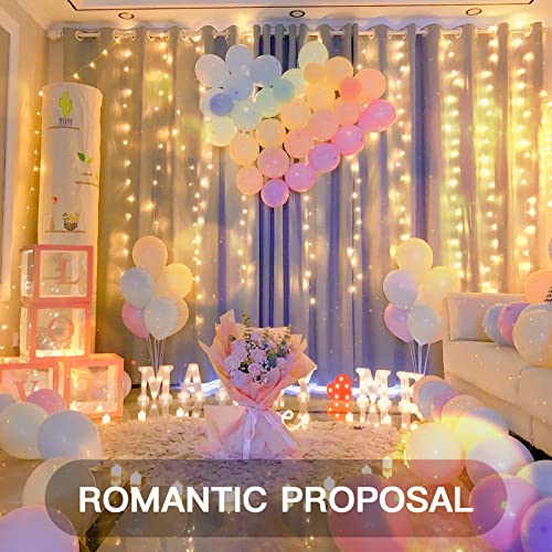 suddus Color Changing Curtain Lights, 200 Led 6.5ft x 6.5ft Hanging String Lights Outdoor, Fairy Curtain Lights for Bedroom, Window, Wall, Wedding, Party, Birthday Decor Warm White & Fuchsia - color: Warm White & Fuchsia, size: USB-200 LED