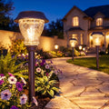 XMCOSY+ Solar Pathway Lights Outdoor, 8 Pack Decorative Crackled Glass Garden Lights, Soft Warm White Glow, Auto On/Off Waterproof Landscape Lighting for Yard Walkway Patio - size: 8 Packs