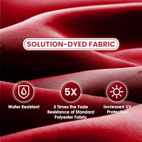 Sun-Ray 9' Round Patio Umbrella with Push-Button Tilt and Hand Crank Lift System, Market Umbrella for Porch, Deck, and Patio - color: Burgundy