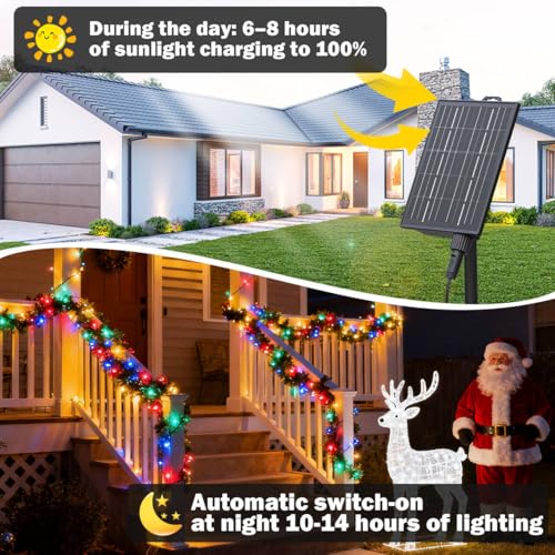 SOLARBABY Solar Christmas Lights Outdoor,142Ft 400 LED Crystal Beads Solar String Lights with Remote,19 Mode Christmas Light Solar Power Waterproof for Garden Patio Xmas Tree Christma Decor,Multicolor - color: Muticolor, size: 1 Pack