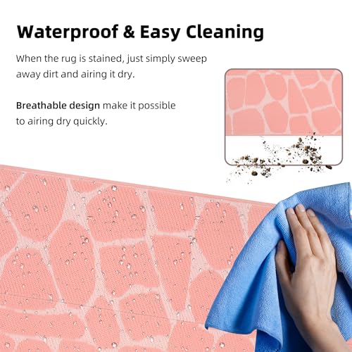 Boulder Bee Outdoor Rugs | 5 x 8 Feet Plastic Straw Rug | Waterproof Outdoor Camping Rugs | Quick Drying Picnic Rug | Sand Free Reversible Beach Mats | 2.7 lb (Pink) - color: Shell Pink, size: 5*8 Feet