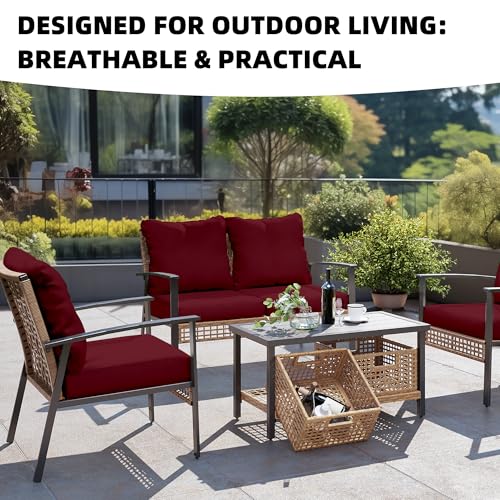 8Pcs Outdoor Cushion Covers, Patio Cushion Covers,Stretch Elastic Slipcovers, Replacement Washable & Reusable Furniture Protector for Patio Couch (Claret,Cover Only) - color: Claret, size: 8Pcs-Solid color