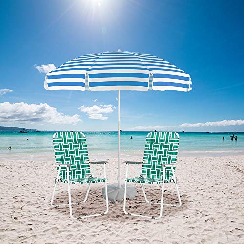 VINGLI Patio Lawn Webbed Folding Chairs Set of 2, Outdoor Beach Chair Portable Dining Chair for Yard, Garden (Green, Classic) - color: Green, size: Regular Size