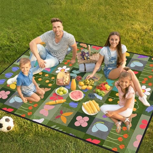 Floral Picnic Blankets Waterproof Foldable, 60″X80″ Packable Picnic Mat Butterfly Outdoor Blanket for Grass, Large Beach Blanket Sandproof Picnic Accessories for Camping Music Festival Park Lawn Party - color: B01, size: 5' X 6'8" (Rectangular)