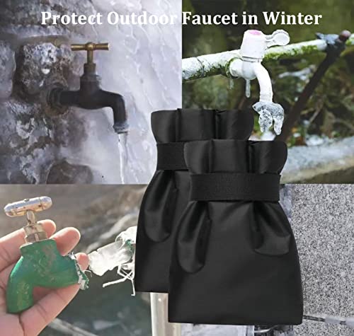 Outdoor Faucet Covers for Winter Freeze Protection, Upgraded Thicken 8.5" H x 6.1" W Outside Garden Faucet Socks for Winter Waterproof Reusable Hose Bibs Insulated Spigot Cover, 2 Pack Black - color: Black - 2 Pack