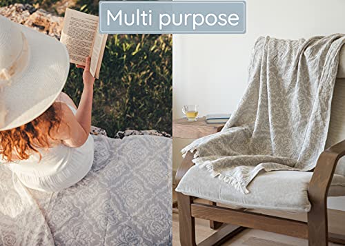Premium Turkish Beach Towel (35”x 67”) – Lightweight, Quick Dry Beach Towel, Sand-Free, 100% Cotton – Ren Grey Color - color: Renaissance Light Grey