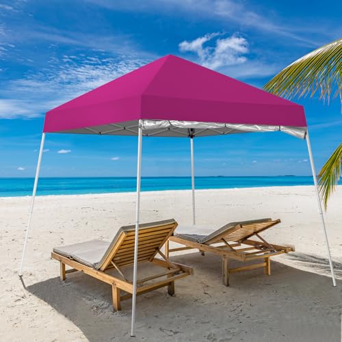 Outvita 6'x6' Pop Up Canopy Tent Commercial Instant Gazebo Tent, Waterproof & UV Protection Canopy Tent with Slant Legs & 1pc sidewall for Party Wedding Birthday BBQ Events - style: 6x6-pink