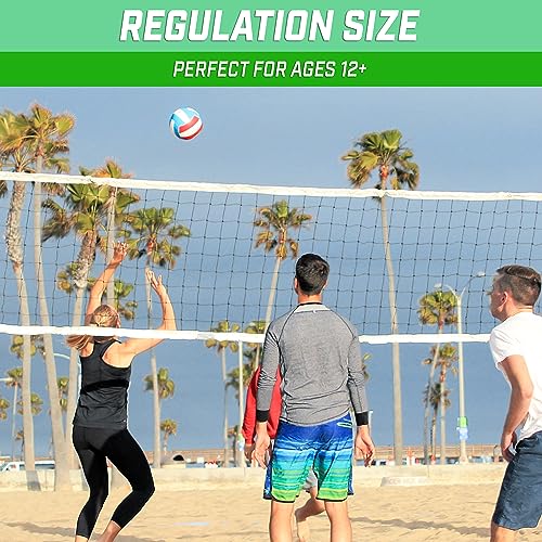 GoSports Soft Touch Recreational Volleyballs - Single or 6 Pack - Regulation Size for Indoor or Outdoor Play - Includes Ball Pump - color: Single Ball