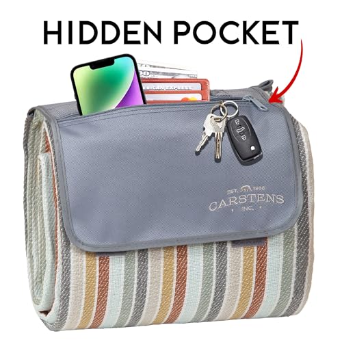 Carstens, Inc. Easy Pack Water Resistant Sandproof Woven Picnic Blanket, Lightweight Foldable Outdoor Camping Beach Mat, Large 60"x80", River Rock - color: River Rock