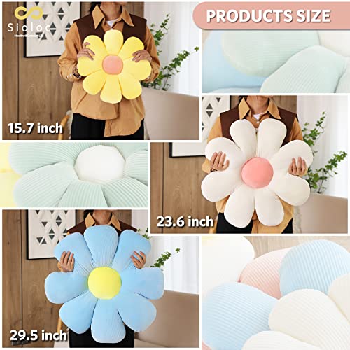 Sioloc Flower Pillow Shaped Throw Pillow Butt Cushion Floor Pillow,Seating Cushion,Cute Room Decor & Plush Pillow for Bedroom Sofa Chair(White,15.7'') - color: White