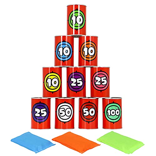 JOYIN 13 Pcs Carnival Party Can Toss Game, Sturdy Knockdown Can, Bean Bag Toss Game for Birthday Party, Family Activities, Indoor and Outdoor Play, Carnival Prizes Classroom Gifts (Number Style) - style: Number