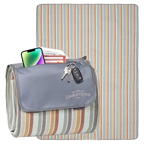 Carstens, Inc. Easy Pack Water Resistant Sandproof Woven Picnic Blanket, Lightweight Foldable Outdoor Camping Beach Mat, Large 60"x80", River Rock - color: River Rock