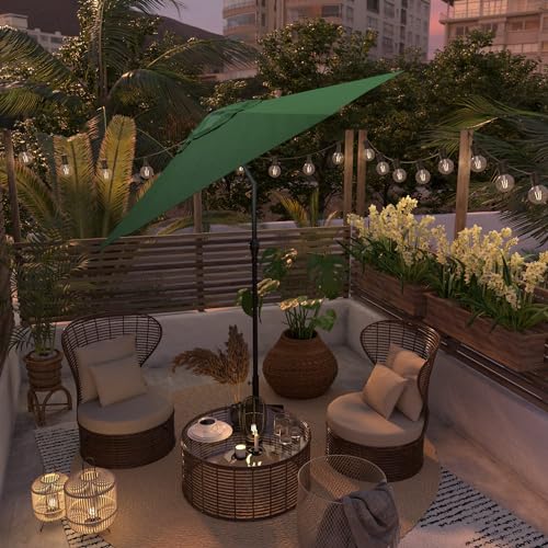 Sunline 9 ft Patio Umbrella with Crank & Push Button Tilt, Outdoor Market Umbrella with UV Protection & Wind Vent, Metal Frame for Deck, Pool & Table, Hunter Green - color: Hunter Green, size: 9 foot