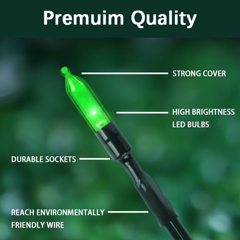 LAMPHOME 2 Pack 50 LED Green Mini String Lights, 16 FT Outdoor Christmas Lights with 9 Modes & 6 Hour Timer, Waterproof Battery Operated for Indoor St Patricks Day Patio Garden Party Tree Decoration - color: Green, size: 100 Count