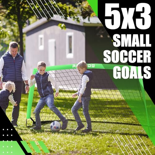 Soccer Goal for Backyard, 5x3 FT Portable Folding Soccer Net with Carry Bag for Kids and Adults Indoor/Outdoor Training Practice Use - color: Green, size: 5x3 FT, 1 Pack