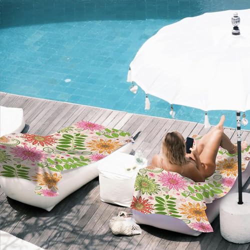 Floral Beach Towel,Spring Colorful Vivid Floral Flowers Lightweight Compact Sand Free Quick Dry Oversized Pool Swimming Towels for Girls Women Adults,29.5"×59" - color: Spring Colorful Vivid Floral Flowers