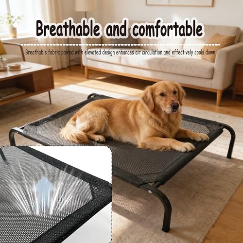 XCL Elevated Dog Bed for Large Dogs, Cooling Raised Dog Bed, Outdoor and Indoor Breathable Mesh Non-Slip Frame Pet Beds, Easy Clean, Installation, Equipped with Pet Cushion, 40In - size: X-Large